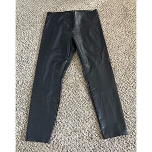 HUE Women's Black Crocodile Sleek Effect High Waist Leggings Size XL